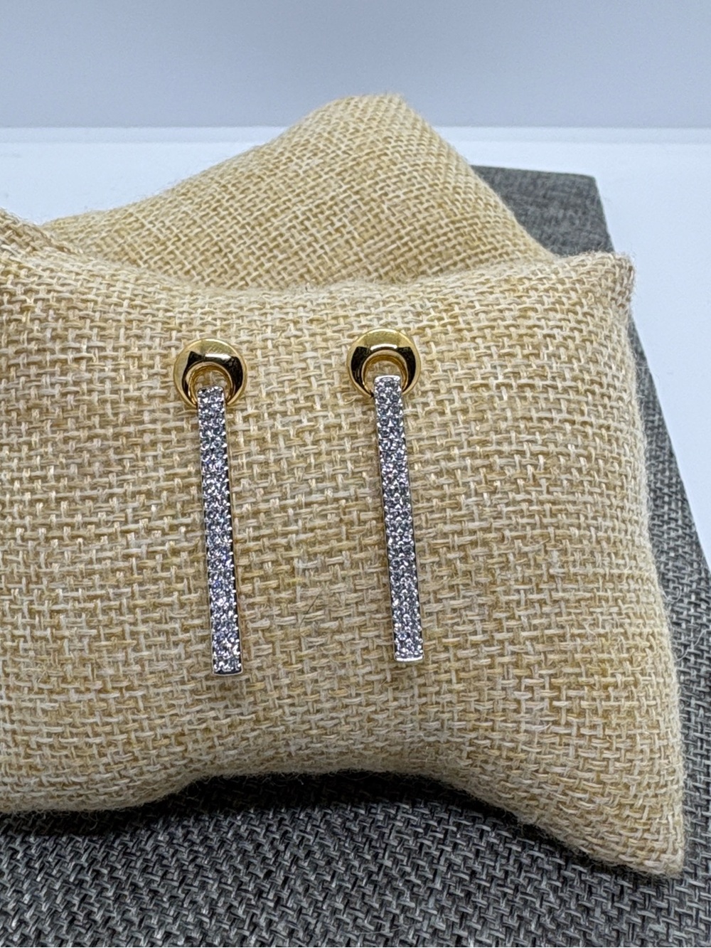 Nadri Dual Tone Pave Bar Drop Earrings - Women Jewelry